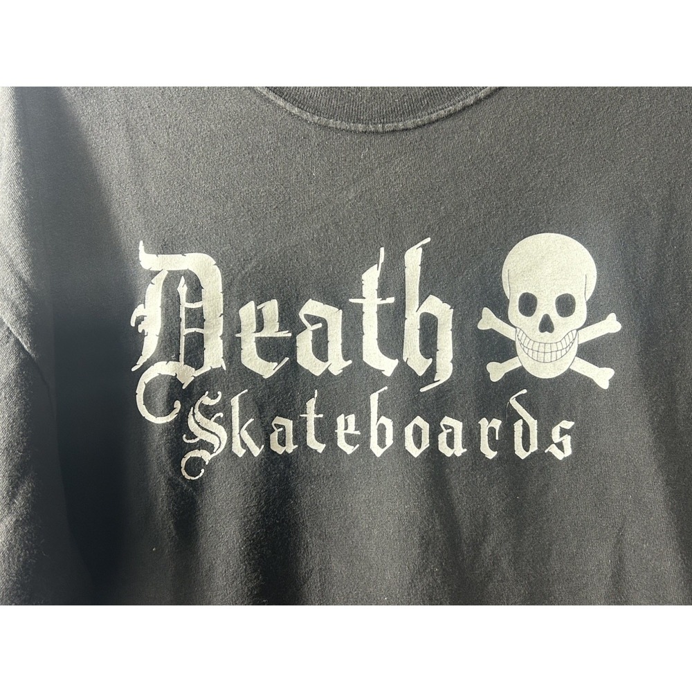 Vintage Death Skateboards Skull Logo T-Shirt Black Mens Medium Skate Streetwear - Picture 2 of 5
